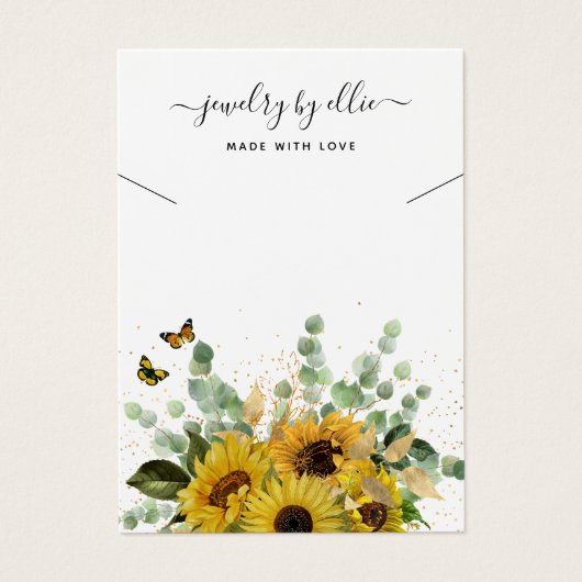 Elegante Zonnebloem Sieraden Ketting Displaykaart Visitekaartje (Voorkant)