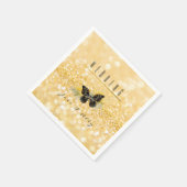 Elegante zonnebloem Sparkle Black Butterfly Gold Servet (Hoek)
