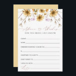Elegante Zonnebloem Trouw Advieskaart<br><div class="desc">Over het algemeen is de Sunflower Advice & Wishes for Bride and Groom Bridal Shower kaart een adembenemende mix van herfstcharme en artistieke elegantie. De ingewikkelde zonnebloemillustraties, het boeiende kleurenpalet en de prachtige kalligrafie komen allemaal samen om een ontwerp te creëren dat visueel verbluffend en emotioneel betekenisvol is. Deze kaart...</div>