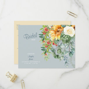 Elegante Zonnebloem Tuscane Bruidsdouche II Uitnodiging Briefkaart