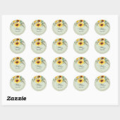 Elegante Zonnebloem Veer Mint Wedding Ronde Sticker (Vel)