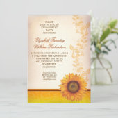 Elegante zonnebloem verlovingsfeest uitnodiging (Staand voorkant)