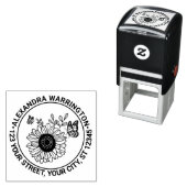 Elegante Zonnebloem Vlinders Naam Retour Adres Zelfinktende Stempel (In situ)