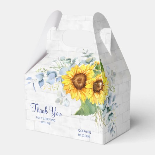 Elegante Zonnebloem Wall Brick Bloemen Verjaardag Bedankdoosjes (Achterkant)