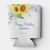 Elegante Zonnebloem Wall Brick Bloemen Verjaardag Blikjeskoeler (Achterkant)