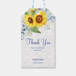 Elegante Zonnebloem Wall Brick Bloemen Verjaardag Cadeaulabel