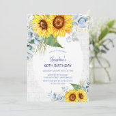 Elegante Zonnebloem Wall Brick Bloemen Verjaardag Kaart (Staand voorkant)