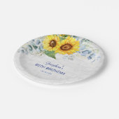Elegante Zonnebloem Wall Brick Bloemen Verjaardag Papieren Bordje (Gekanteld)