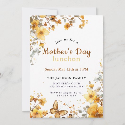 Elegante Zonnebloem Waterverf Bloemen Moederdag Kaart (Voorkant)