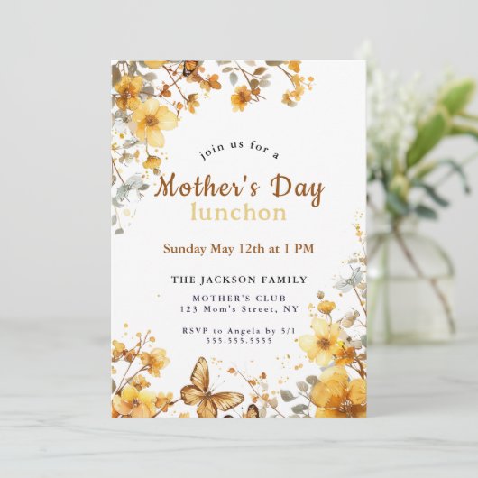 Elegante Zonnebloem Waterverf Bloemen Moederdag Kaart (Staand voorkant)