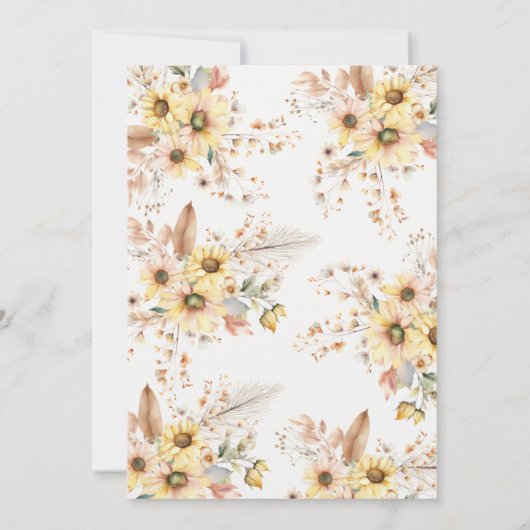 Elegante Zonnebloem Waterverf Bloemen Moederdag Kaart (Achterkant)