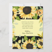 Elegante Zonnebloem Waterverf Bloemen Zwart Bewege Aankondiging (Achterkant)