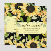 Elegante Zonnebloem Waterverf Bloemen Zwart Bewege Aankondiging (Voorkant / Achterkant)