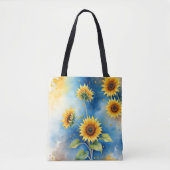 Elegante Zonnebloem Waterverf Canvas tas (Voorkant)
