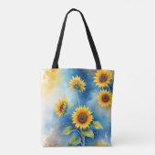 Elegante Zonnebloem Waterverf Canvas tas (Achterkant)