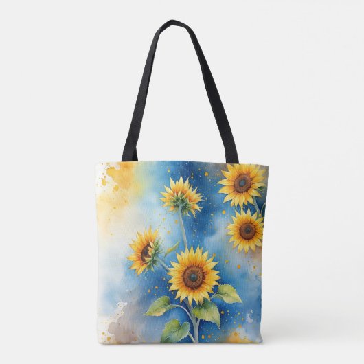 Elegante Zonnebloem Waterverf Canvas tas (Achterkant)