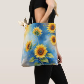 Elegante Zonnebloem Waterverf Canvas tas (Dichtbij)