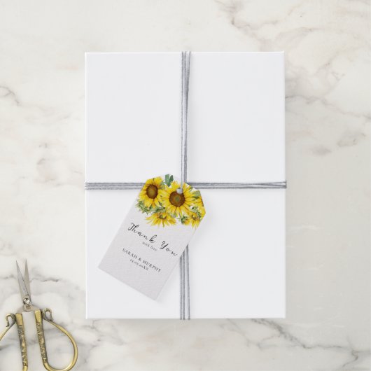 Elegante Zonnebloem Zomer Bruiloft  Cadeaulabel (Met Touw)