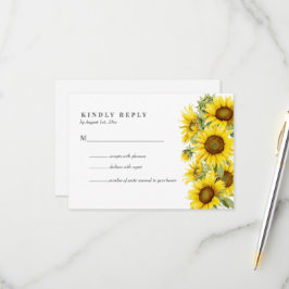 Elegante Zonnebloem Zomer Bruiloft RSVP Kaartje