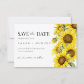 Elegante Zonnebloem Zomer Bruiloft  Save The Date (Voorkant)