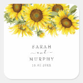 Elegante Zonnebloem Zomer Bruiloft Vierkante Sticker (Voorkant)