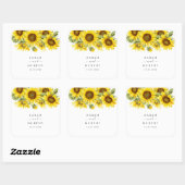 Elegante Zonnebloem Zomer Bruiloft Vierkante Sticker (Vel)