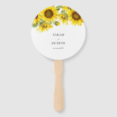 Elegante Zonnebloem Zomerbruiloft Handwaaier (Achterkant)