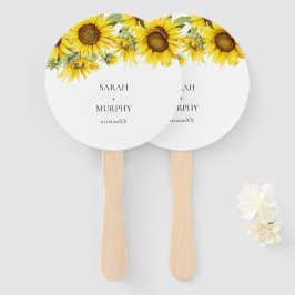 Elegante Zonnebloem Zomerbruiloft Handwaaier
