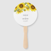 Elegante Zonnebloem Zomerbruiloft Handwaaier (Voorkant)