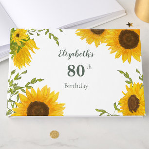 Elegante Zonnebloemen 80e Verjaardag Gastboek Gastenboek