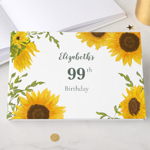Elegante Zonnebloemen 99e Verjaardag Gastboek Gastenboek