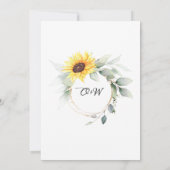 Elegante zonnebloemen aquarel groen trouwfeest kaart (Achterkant)