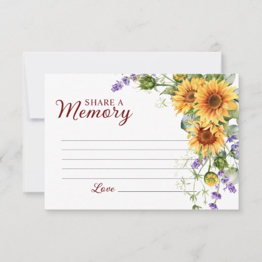 Elegante Zonnebloemen Begrafenis Deel een Memory K RSVP Kaartje (Voorkant)