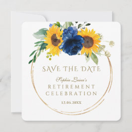 Elegante Zonnebloemen Blauwe Bloemen Gouden Pensio Save The Date
