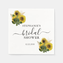 Elegante zonnebloemen bloemige bruidsdouche servet