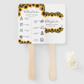 Elegante zonnebloemen boeket bruiloft programma handwaaier (Voorkant en achterkant)