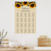 elegante zonnebloemen bruiloft zithoek poster (Keuken)