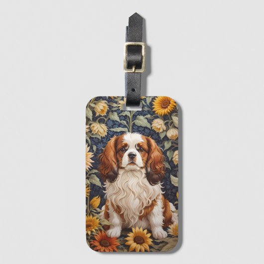 Elegante zonnebloemen Cavalier King Charles Spanie Bagagelabel (Voorkant (verticaal))
