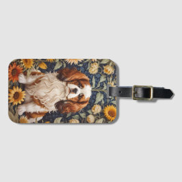 Elegante zonnebloemen Cavalier King Charles Spanie Bagagelabel