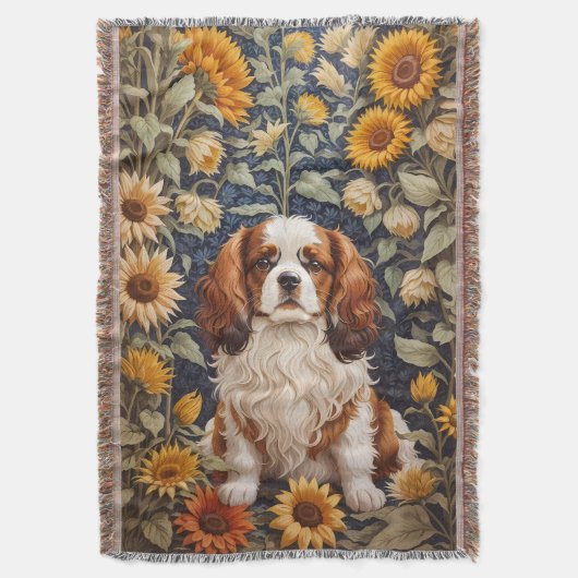 Elegante zonnebloemen Cavalier King Charles Spanie Deken (Voorkant Verticaal)