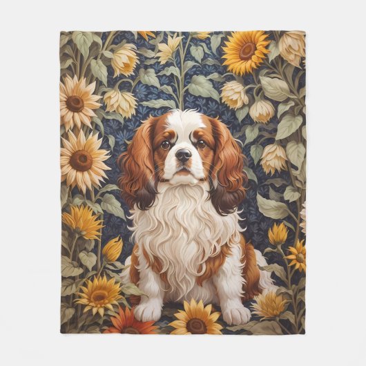 Elegante zonnebloemen Cavalier King Charles Spanie Fleece Deken (Voorkant)