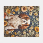 Elegante zonnebloemen Cavalier King Charles Spanie Fleece Deken (Voorkant (Horizontaal))