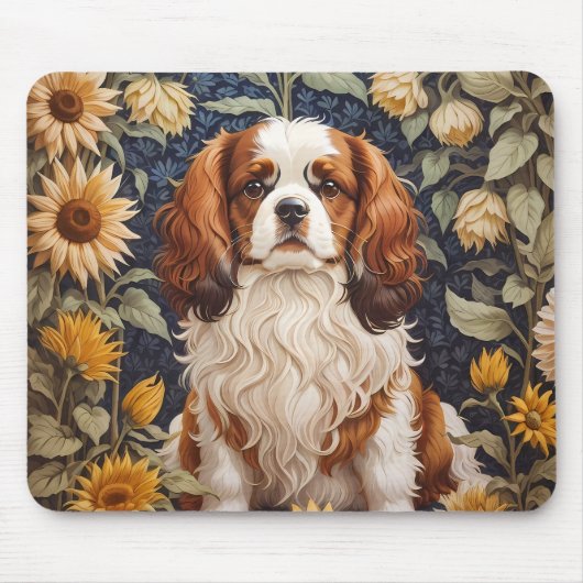 Elegante zonnebloemen Cavalier King Charles Spanie Muismat (Voorkant)