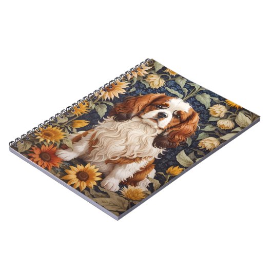 Elegante zonnebloemen Cavalier King Charles Spanie Notitieboek (Linkerzijde)