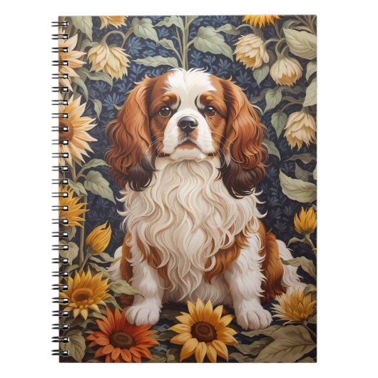 Elegante zonnebloemen Cavalier King Charles Spanie Notitieboek (Voorkant)