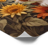 Elegante zonnebloemen Cavalier King Charles Spanie Poster (Hoek)