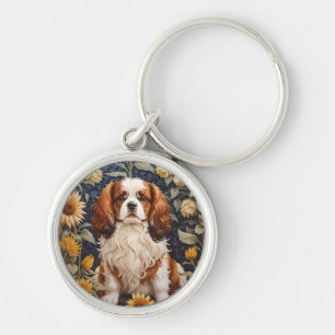 Elegante zonnebloemen Cavalier King Charles Spanie Sleutelhanger