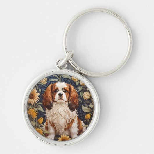 Elegante zonnebloemen Cavalier King Charles Spanie Sleutelhanger (Voorkant)