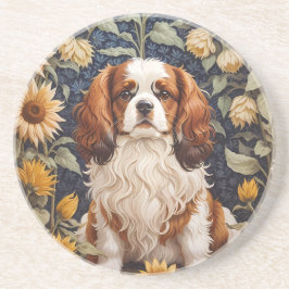 Elegante zonnebloemen Cavalier King Charles Spanie Zandsteen Onderzetter