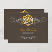 Elegante Zonnebloemen Daisies Bouquet Save the Dat Aankondigingskaart (Voorkant / Achterkant)